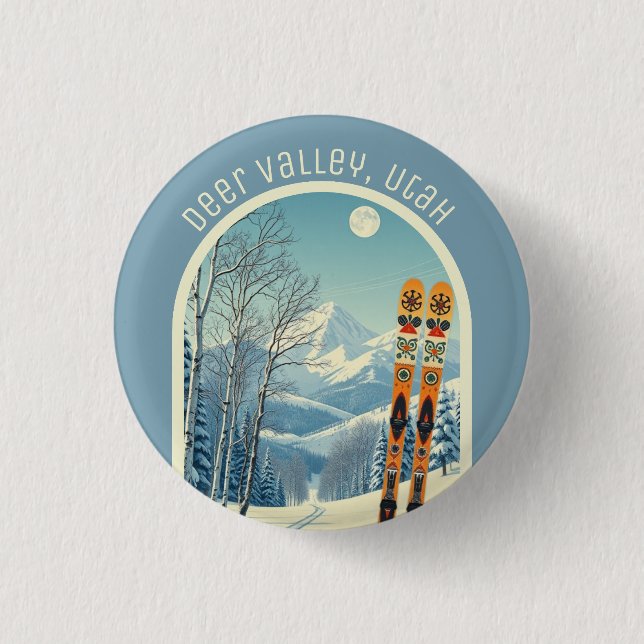 Deer Valley Utah ski area souvenir  3 Cm Round Badge (Front)