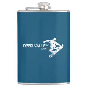 Deer Valley Utah Snowboarder Hip Flask