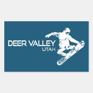 Deer Valley Utah Snowboarder Rectangular Sticker