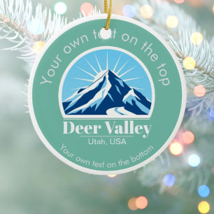 Deer Valley Utah usa ski resort medal Ceramic Tree Decoration