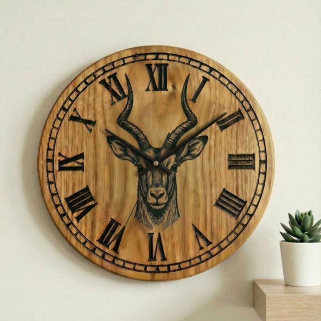 Deer Wall Clock - Wildlife Wooden Style Decor  (Creator Uploaded)