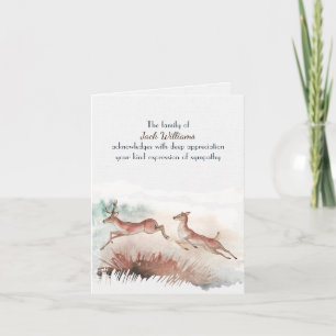 Deer Watercolor for Sympathy Thank You Card