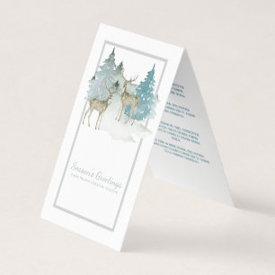 Deer Watercolor Seasons Greetings Mini Greetings Business Card