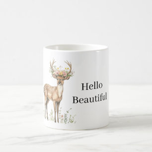 Deer wearing Flowers Coffee Mug