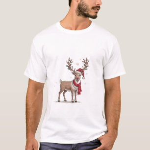 Deer Wearing Xmas Lights Santa Hat Christmas Deer T-Shirt