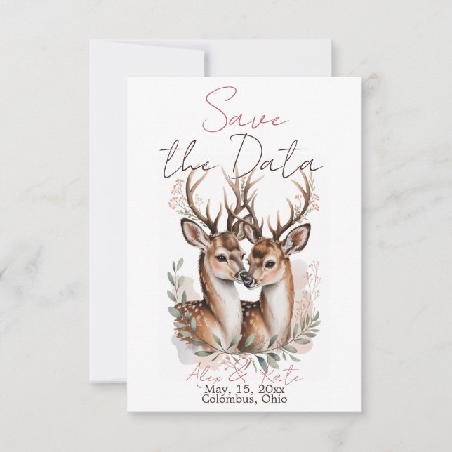 Deer Wedding Save the Date Announcement (Front)