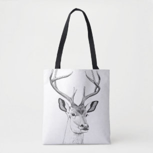 Deer Wild Nature Animal Illustration Art Drawing Tote Bag