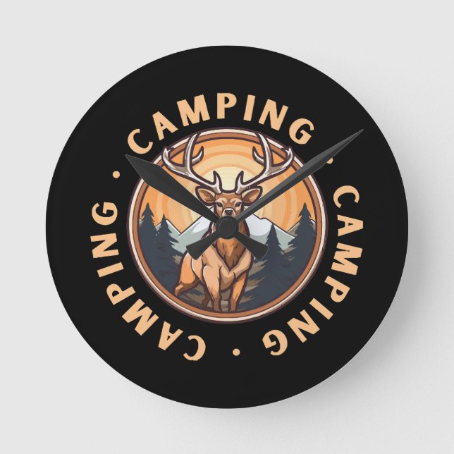 Deer - Wildness - Camping Round Clock (Front)