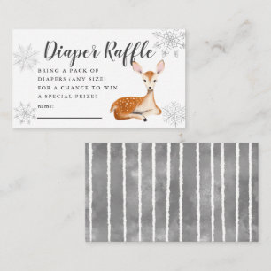 Deer Winter Baby Shower Grey Diaper Raffle Ticket Enclosure Card