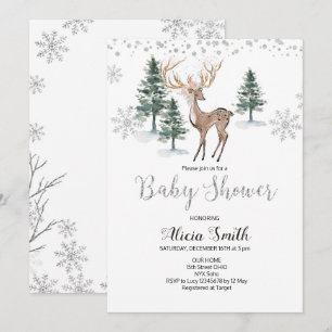 Deer Winter Baby Shower Invitation