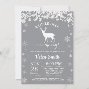 Deer Winter Baby Shower Snowflake Invitation