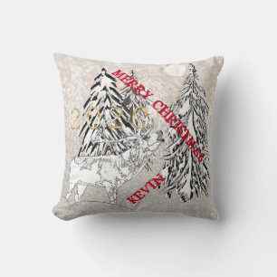 Deer , winter, forest, Christmas, personalised, Cushion