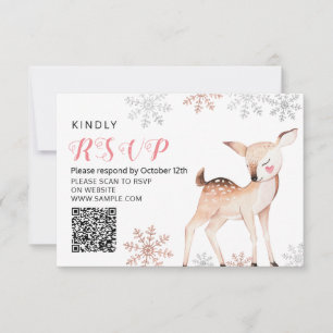 Deer Winter ONEderland 1st Birthday RSVP Card