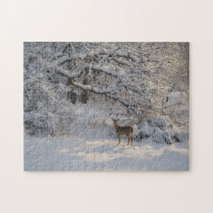 Deer Winter Snow Scene Puzzle