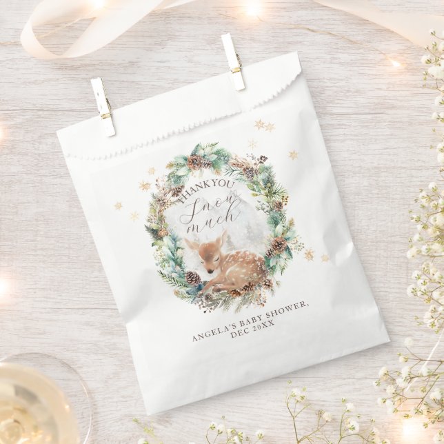 Deer Winter Woodland Cold Outside Baby Shower Favour Bags (Clipped)