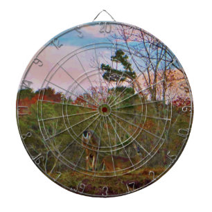 Deer with a Pink blue sky Dartboard