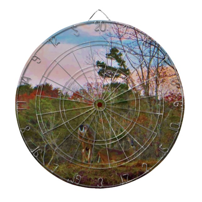 Deer with a Pink blue sky Dartboard (Front)