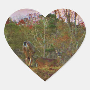 Deer with a Pink blue sky Heart Sticker