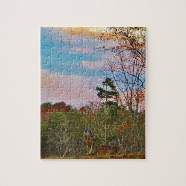 Deer with a Pink blue sky Jigsaw Puzzle (Vertical)