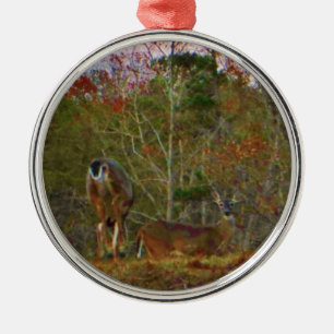 Deer with a Pink blue sky Metal Tree Decoration