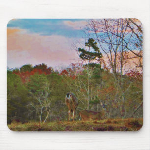 Deer with a Pink blue sky Mouse Mat