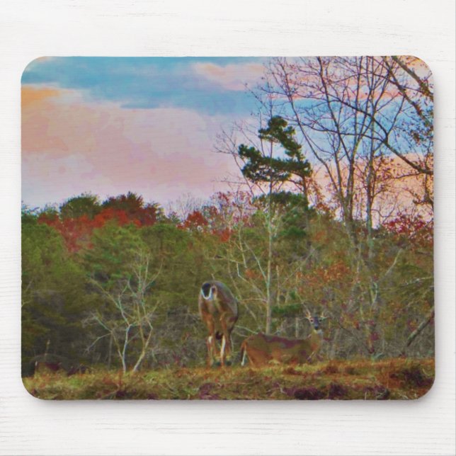 Deer with a Pink blue sky Mouse Mat (Front)