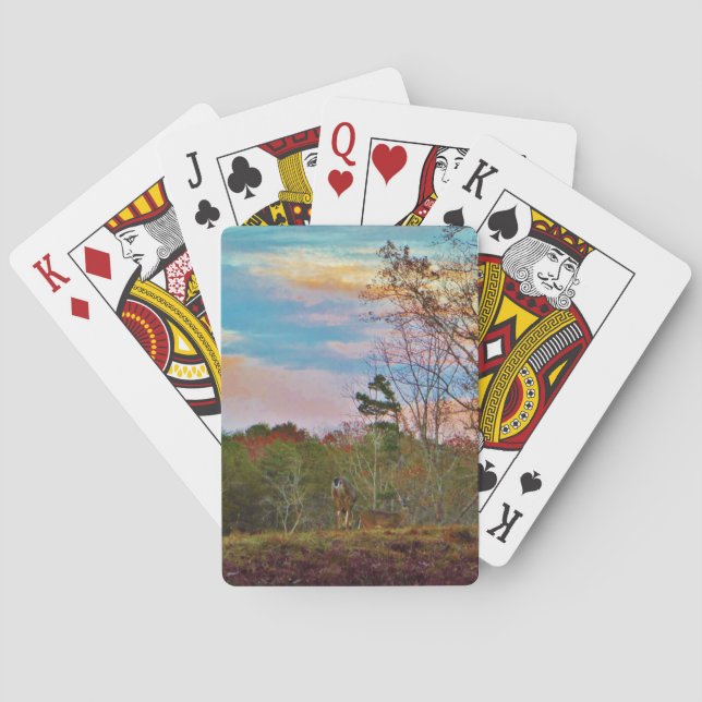 Deer with a Pink blue sky Playing Cards (Back)