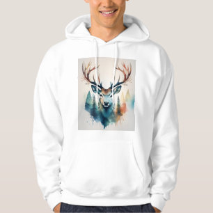 Deer with antlers and forest hoodie