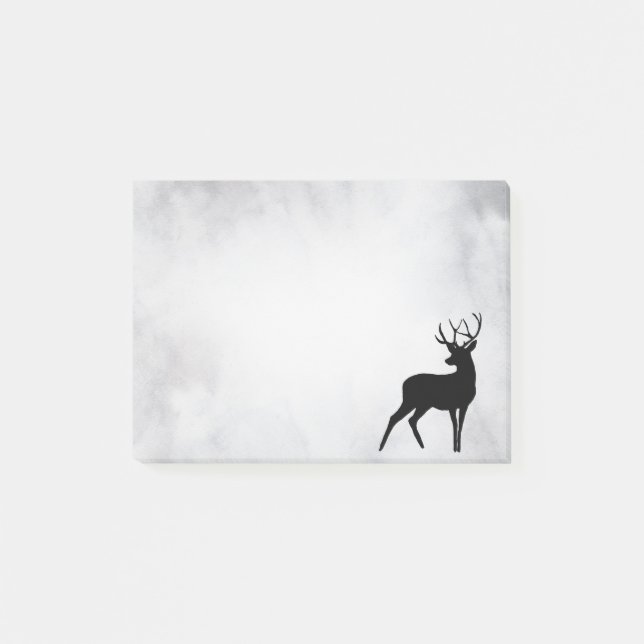 Deer with Antlers Black Silhouette Post-it Notes (Front)