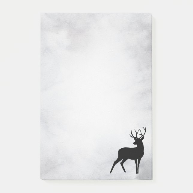 Deer with Antlers Black Silhouette Rustic Post-it Notes (Front)