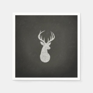 Deer With Antlers Chalk Drawing Napkin