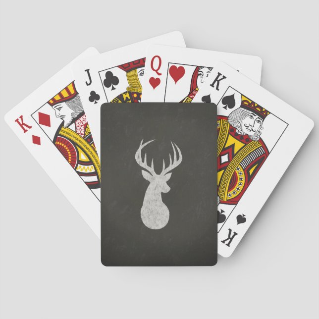 Deer With Antlers Chalk Drawing Playing Cards (Back)