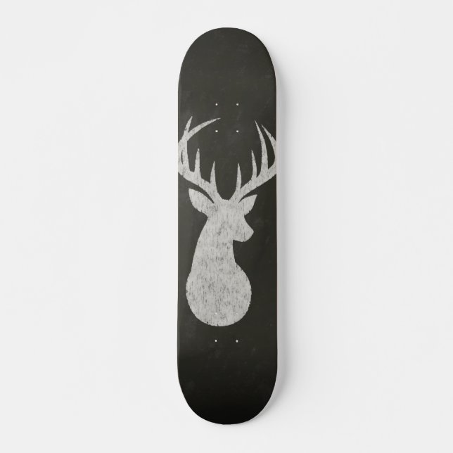 Deer With Antlers Chalk Drawing Skateboard (Front)