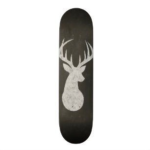 Deer With Antlers Chalk Drawing Skateboard