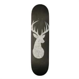 Deer With Antlers Chalk Drawing Skateboard