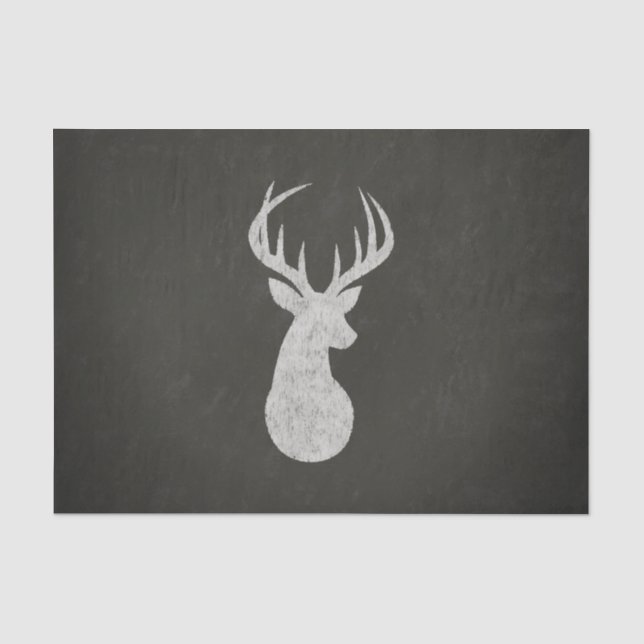 Deer With Antlers Chalk Drawing Tissue Paper (Front)
