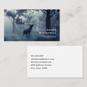 Deer with Antlers in a Shadowy Forest Business Card