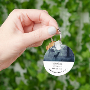 Deer with Antlers in a Shadowy Forest - Business Key Ring