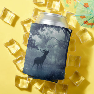 Deer with Antlers in a Shadowy Forest Can Cooler