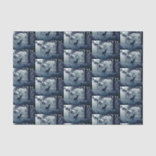 Deer with Antlers in a Shadowy Forest Pattern Tissue Paper