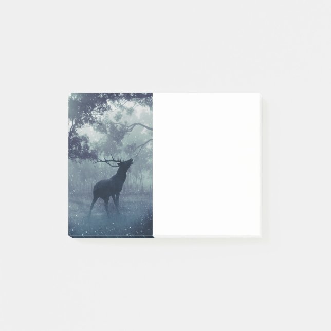 Deer with Antlers in a Shadowy Forest Post-it Notes (Front)