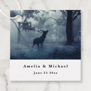Deer with Antlers in a Shadowy Forest - Wedding Favour Tags