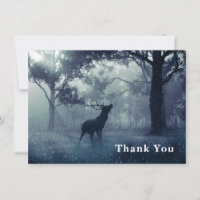 Deer with Antlers in Shadowy Forest