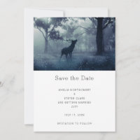 Deer with Antlers in Shadowy Forest Wedding