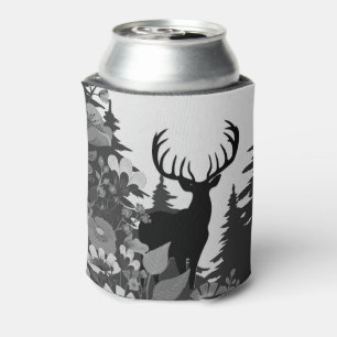 Deer with Big Rack Out of Forest  Can Cooler