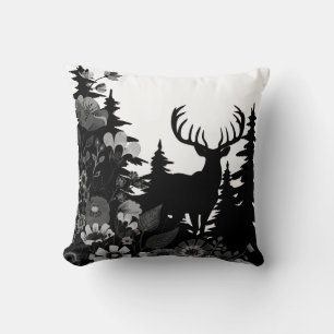 Deer with Big Rack Out of Forest  Cushion