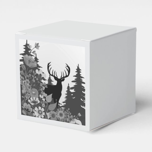 Deer with Big Rack Out of Forest  Favour Box (Front Side)