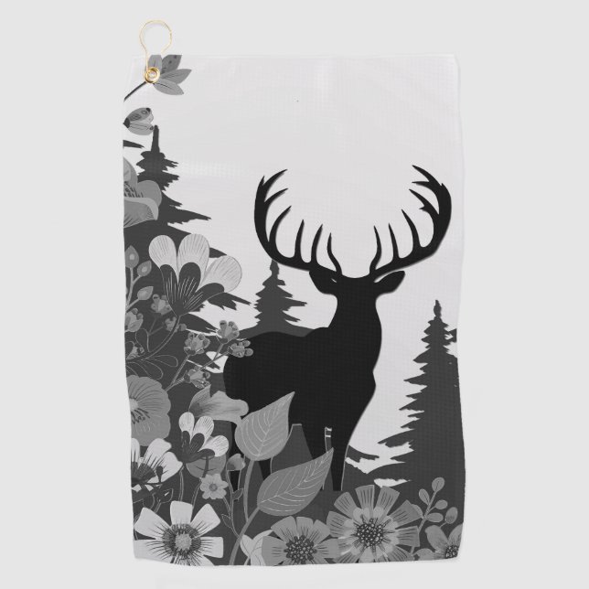 Deer with Big Rack Out of Forest  Golf Towel (Front)