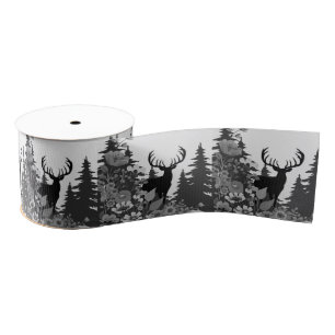 Deer with Big Rack Out of Forest  Grosgrain Ribbon