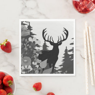 Deer with Big Rack Out of Forest Napkin